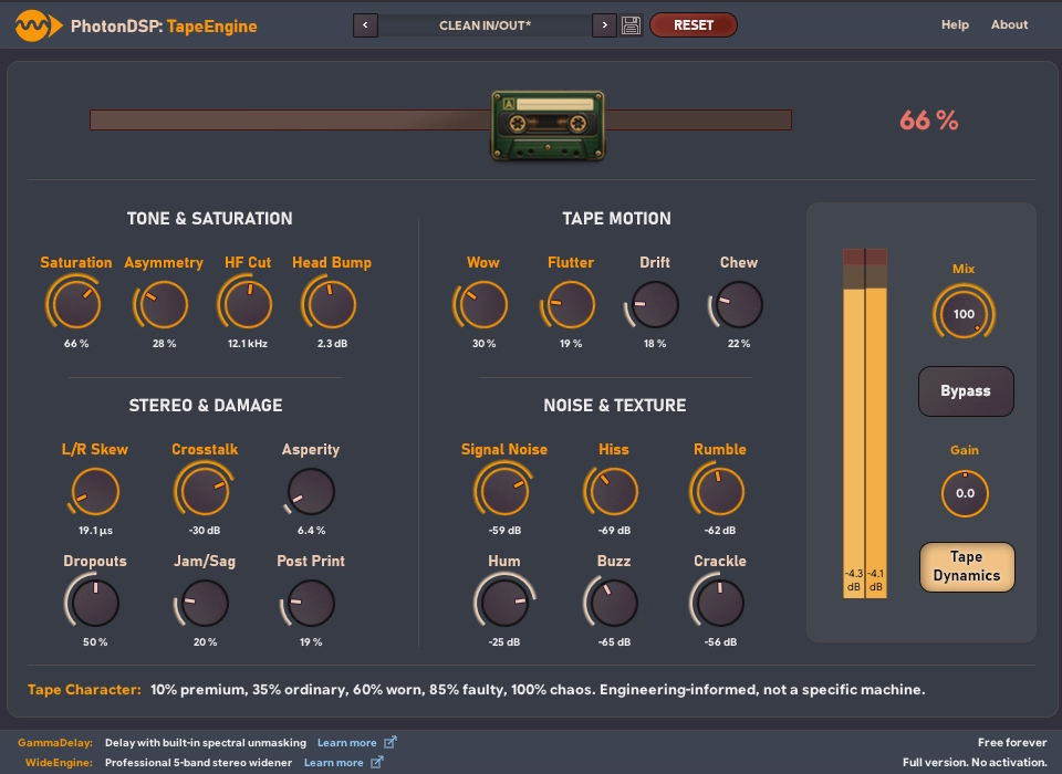 PhotonDSP TapeEngine plugin interface